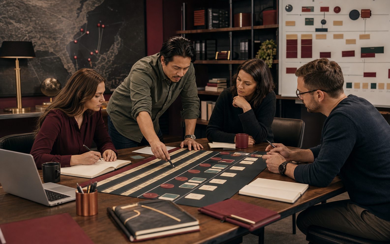 Consultants reviewing execution planning materials